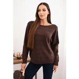 Kesi Włoski Women's viscose sweater with lace pattern and long sleeves brown Cijene