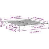  Krevetna konstrukcija Smeđa 200 x 220 cm Čvrsto borovo drvo | shoptok.hr
