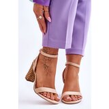 FE1 Suede Sandals On A Braided Heel Beige Selila Cene