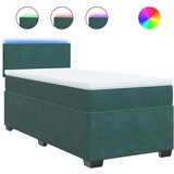 vidaXL Box spring postelja z vzmetnico temno zelen 90x190 cm žamet | Shoptok.si