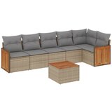 Maison Chic Seti vrtnega pohištva - Vrtna garnitura - Vrtni pohištvo set 7-delna z blazinami bež poli ratan, (21808028) | Shoptok.si