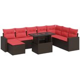 vidaXL Vrtna sedežna garnitura z blazinami 9-delna rjav ratan/akacija, (22016162) | Shoptok.si