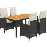 vidaXL Vrtna bistro garnitura 5-delna z blazinami črn poli ratan, (21315988) | Shoptok.si