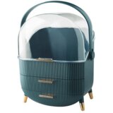 Lean Toys Organizator za kozmetiko z odpirajočim pokrovom, prozoren, dva predala, zelena | Shoptok.si