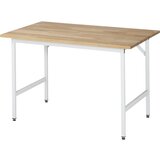 RAU Delovna miza, nastavljiva po višini, 800 - 850 mm, masivna plošča iz bukovine, ŠxG 1250 x 800 mm, svetlo siva | Shoptok.si