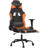  Igraća stolica s osloncem za noge umjetna koža crno-narančasta | shoptok.hr
