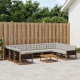  Set vanjskih sofa s jastukom 10 pcs Prirodna i svjetlosiva | shoptok.hr