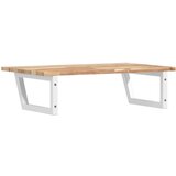  Zidna polica za umivaonik od čelika i masivnog bagremovog drva Smeđa 80 x 50 x 2 cm | Shoptok.si