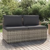 Maison Chic Vrtni kavč - Zunanji kavč dvosed z blazinami siv poli ratan, (22041967) | Shoptok.si