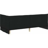  Kutni okvir kreveta s uzglavljem Crna 90 x 200 cm tkanina | shoptok.hr
