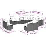  12-dijelni set vrtnih sofa od poliratana s jastucima bež | shoptok.hr