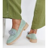 Gemre Light green suede loafers with Zemzem crystals | Shoptok.si