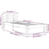  Posteljni okvir bel iz trdnega lesa 75x190 cm 2FT6, (20905710) | Shoptok.si
