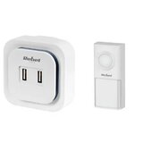 Rebel Zvonec brezžični 220V, 36 melodij, 2xUSB (2A), 150m, IP55, 25-85dB, bele barve | Shoptok.si