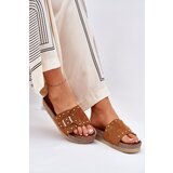 Boto Women&#039;s Platform Slippers With Buckle And Studs Camel Nusithia | Shoptok.si