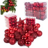 Set crvenih božićnih kuglica 100 komada + zvijezda  Set crvenih božićnih kuglica 100 komada + zvijezda Slike
