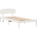 vidaXL Krevetna konstrukcija s uzglavljem Bijela 75x190 cm Čvrsta borovina | shoptok.hr