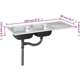  Kuhinjski sudoper s dva korita srebrni 1200x500x155 mm čelični | shoptok.hr