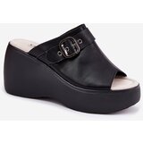 S. BARSKI Leather Women's Sandals On Platform And Wedge With Buckle Black S.Barski | shoptok.hr