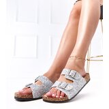  Silver Glitter Cork Sole Sandals Flotila | Shoptok.si