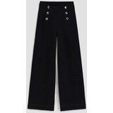 Marisse Wide Leg Jeans With Decorative Buttons, Black | Shoptok.si