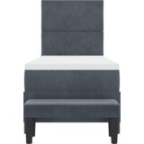 vidaXL vzmetnica s posteljo in klopjo temno siva 80x200 cm žamet | Shoptok.si