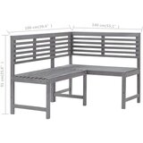  Kutna vrtna klupa siva 140 cm od masivnog bagremovog drva | shoptok.hr