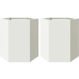 Maison Chic Vrtno korito - Greda - Cvetlični Lonec 2 kosa bela šestkotnik 46x40x45 cm jeklo, (21790050) | Shoptok.si