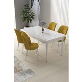 Hanah home Nil - White, Mustard WhiteMustard Dining Table & Chairs Set (5 Pieces) | ePonuda.com