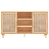  Komoda smeđa 105x30x60 cm masivna borovina i prirodni ratan | shoptok.hr