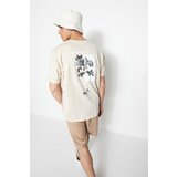 Trendyol T-Shirt - Beige - Oversize Cene