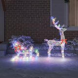  Reindeer vuče saonice šareni 70 x 26 x 129 cm Akril | shoptok.hr