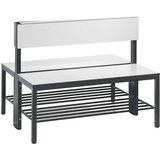 C+P Garderobna klop BASIC PLUS, obojestranska, sedežna površina iz HPL, polovična višina, rešetka za čevlje, dolžina 1000 mm, bele barve | Shoptok.si