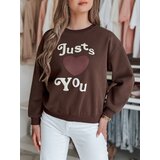 DStreet Bluza damska oversize z nadrukiem JUST LOVE YOU brązowa | Shoptok.si