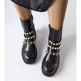 Gemre Black ankle boots embellished with pearls Callicratide | shoptok.hr