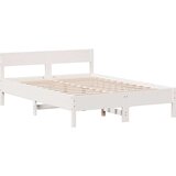  Krevet s regalom z knjige bez madraca bijeli 135x190cm borovina | shoptok.hr