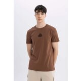 Defacto Slim Fit Crew Neck Printed Organic Cotton T-Shirt Cene