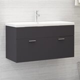 vidaXL Omarica za umivalnik siva 90x38,5x46 cm iverna plošča, (20676365) Cene