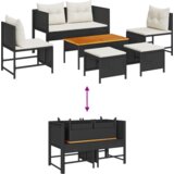 vidaXL zunanji kavč komplet Črn Sintetični ratan Srednje | Shoptok.si
