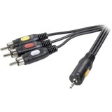 SpeaKa Professional Klinker / Composite Cinch AV Priključni kabel [1x 2\,5 mm banana moški konektor - 3x Moški cinch konektor] 2.50 m Črna (20432132) Cene