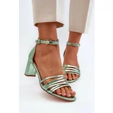 Kesi High-heeled sandals with straps, green Enitia