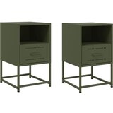 Furnova Nočna omarica 2 kosa olivno zelena 36x39x60,5 cm jeklo, (21927136) | Shoptok.si