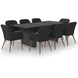 Poli 9-dijelni vrtni blagovaonski set od poliratana crni | shoptok.hr