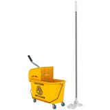 Nesta Čistilni voziček 20 L, vedro z ožemalnikom, mopom in pometalnim kompletom, na kolesih, za gospodinjstvo, (5000493280) | Shoptok.si