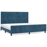The Living Store Posteljni okvir z vzglavjem temno moder 200x200 cm žamet - Posteljni Okvir Z Vzglavjem, (21492256) | Shoptok.si