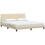  Postelja z vzmetnico krem 180x200 cm blago | Shoptok.si