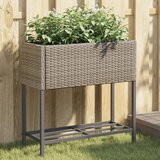 vidaXL Vrtne sadilice s policom 2 kom sive 70 x 28 x 70 cm poliratan Cene