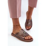 Kesi Shiny women's flat-heeled slippers with copper embellishment Ebirena cene
