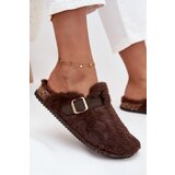 Boto Faux fur women's slippers on a platform with a strap and buckle brown Noraline | shoptok.hr