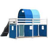  Krevet na kat s toboganom i zavjesama plavi 90 x 200 cm | shoptok.hr